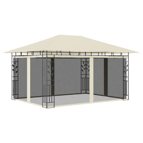 Pergola Jardin - Tonnelle de jardin - Belvédère avec moustiquaire 4x3x2,73 m Crème 180 g/m² MI71 - Image 2