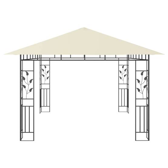 Pergola Jardin - Tonnelle de jardin - Belvédère avec moustiquaire 4x3x2,73 m Crème 180 g/m² MI71 - Image 4