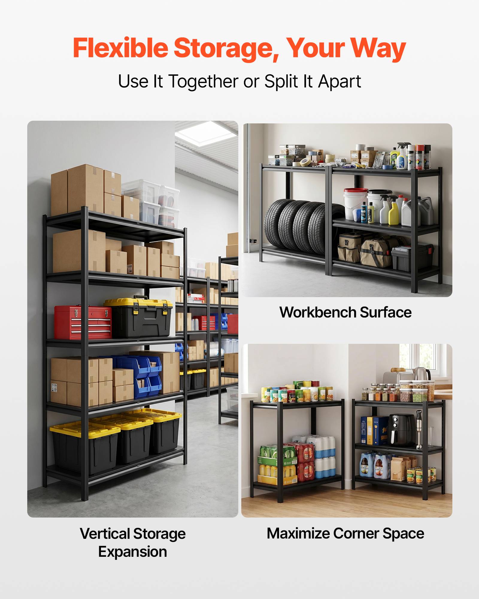 Vevor - VEVOR Etagere Rangement 5 Niveaux 1030x465x1813 mm Charge Lourde 1360 kg Metallique Garage Entrepot Atelier Cave - Image 4