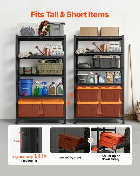 Vevor - VEVOR Etagere Rangement 5 Niveaux 1030x465x1813 mm Charge Lourde 1360 kg Metallique Garage Entrepot Atelier Cave - Image 3