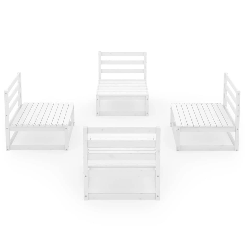 Helloshop26 - Salon de jardin meuble d'extérieur ensemble de mobilier 4 pièces blanc bois de pin massif - Image 2