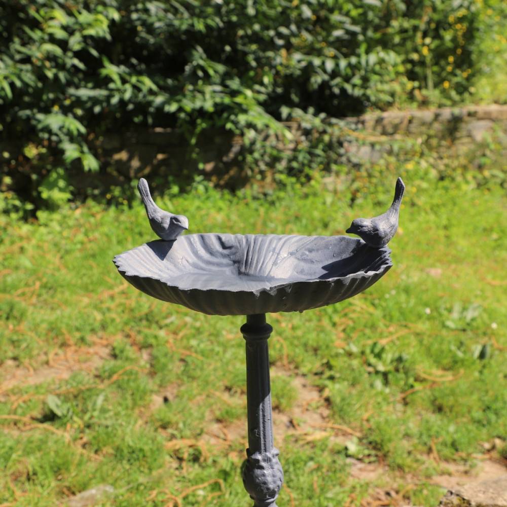 Mangeoire à oiseaux sur pied abreuvoir jardin fonte grise 50cm Chemin de campagne - Image 3