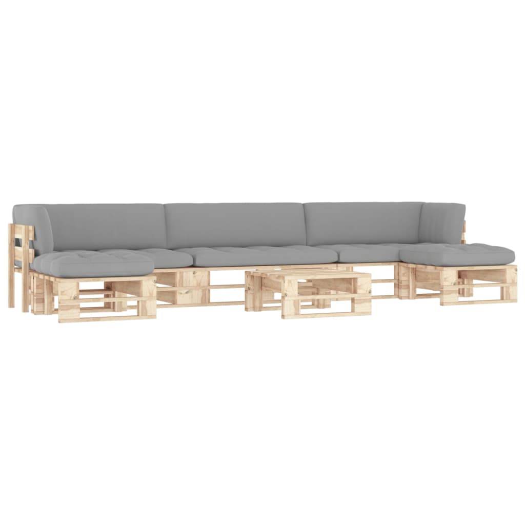 Helloshop26 - Salon de jardin meuble d'extérieur ensemble de mobilier palette 6 pièces avec coussins bois de pin imprégné - Image 1