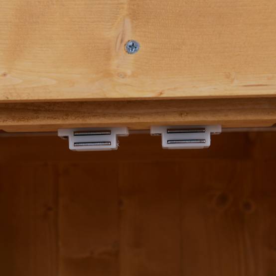 ComfortXL - Armoire de jardin en sapin 74 x 43 x 88 cm naturel à double porte 2 compartiments pour outils et terrasse - Image 7