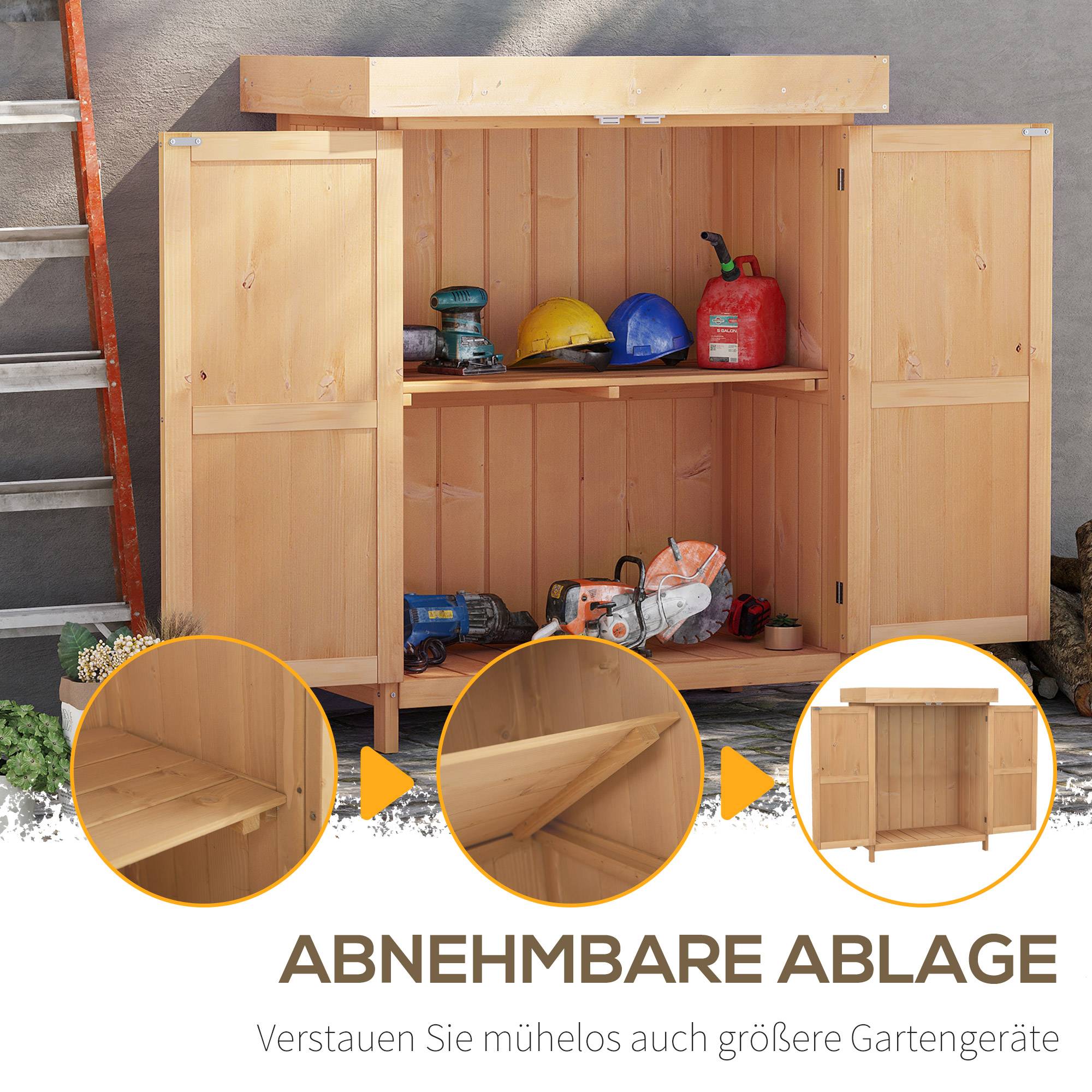 ComfortXL - Armoire de jardin en sapin 74 x 43 x 88 cm naturel à double porte 2 compartiments pour outils et terrasse - Image 6