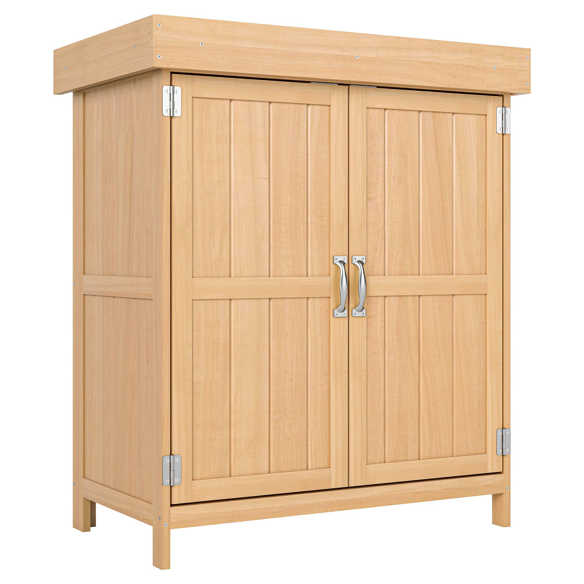 ComfortXL - Armoire de jardin en sapin 74 x 43 x 88 cm naturel à double porte 2 compartiments pour outils et terrasse - Image 10