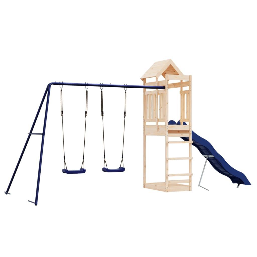 Helloshop26 - Aire de jeux d'extérieur balançoires toboggan portiques robuste jeux jardin 492 x 185 x 238 cm bois de pin massif - Image 1