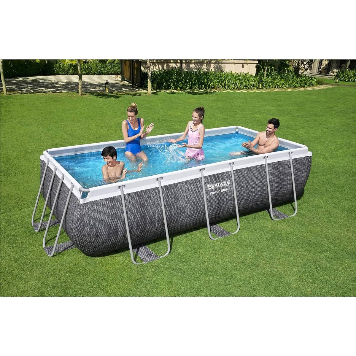 Bestway - Piscine hors sol Rectangulaire BESTWAY 404x201x100cm - Structure Anticorrosion, Liner Triple Épaisseur, Pompe Échelle Incluses - Image 4