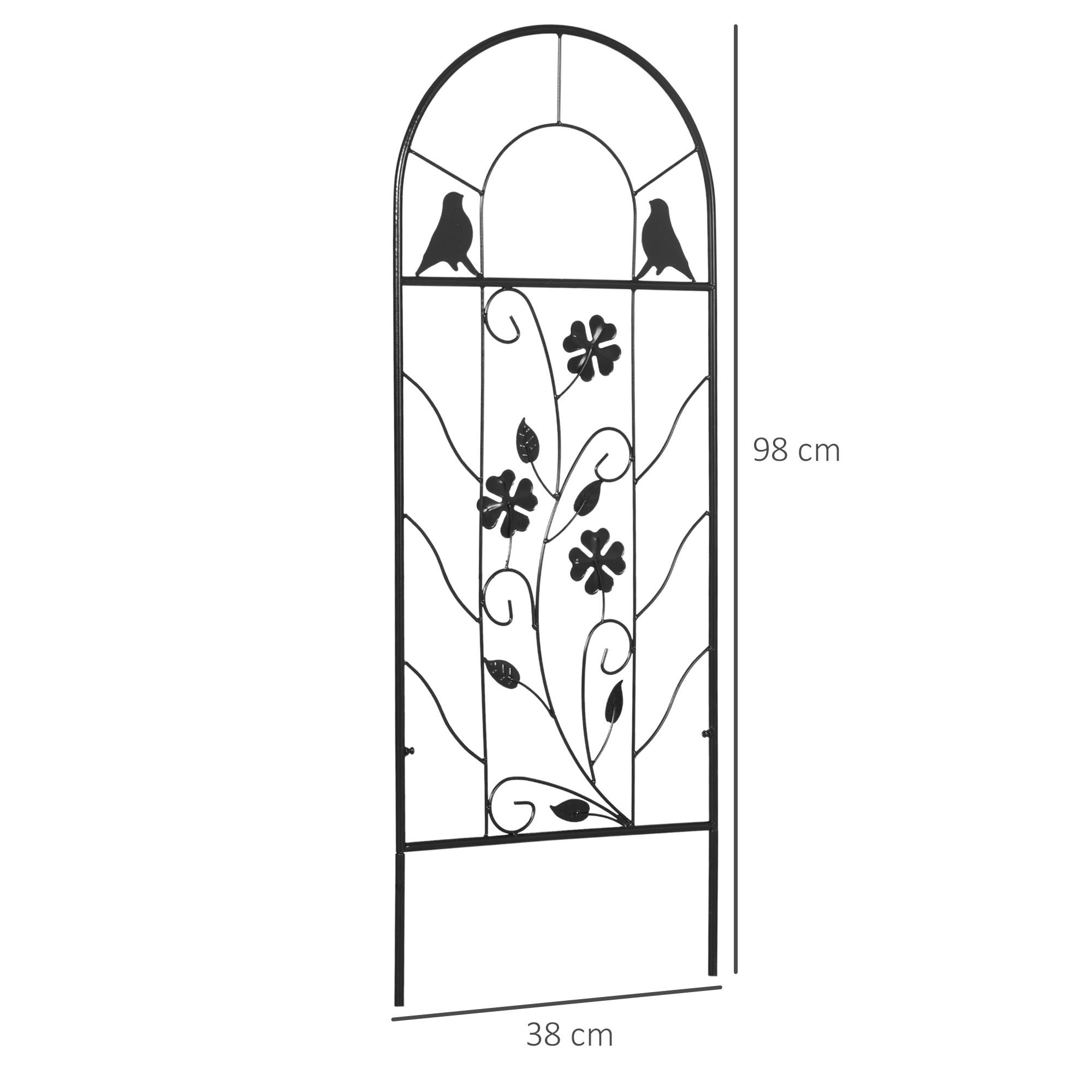 Lot de 2 treillis de jardin acier extérieur support plantes grimpantes 38x98cm noir - ComfortXL Outdoor Living - Image 5