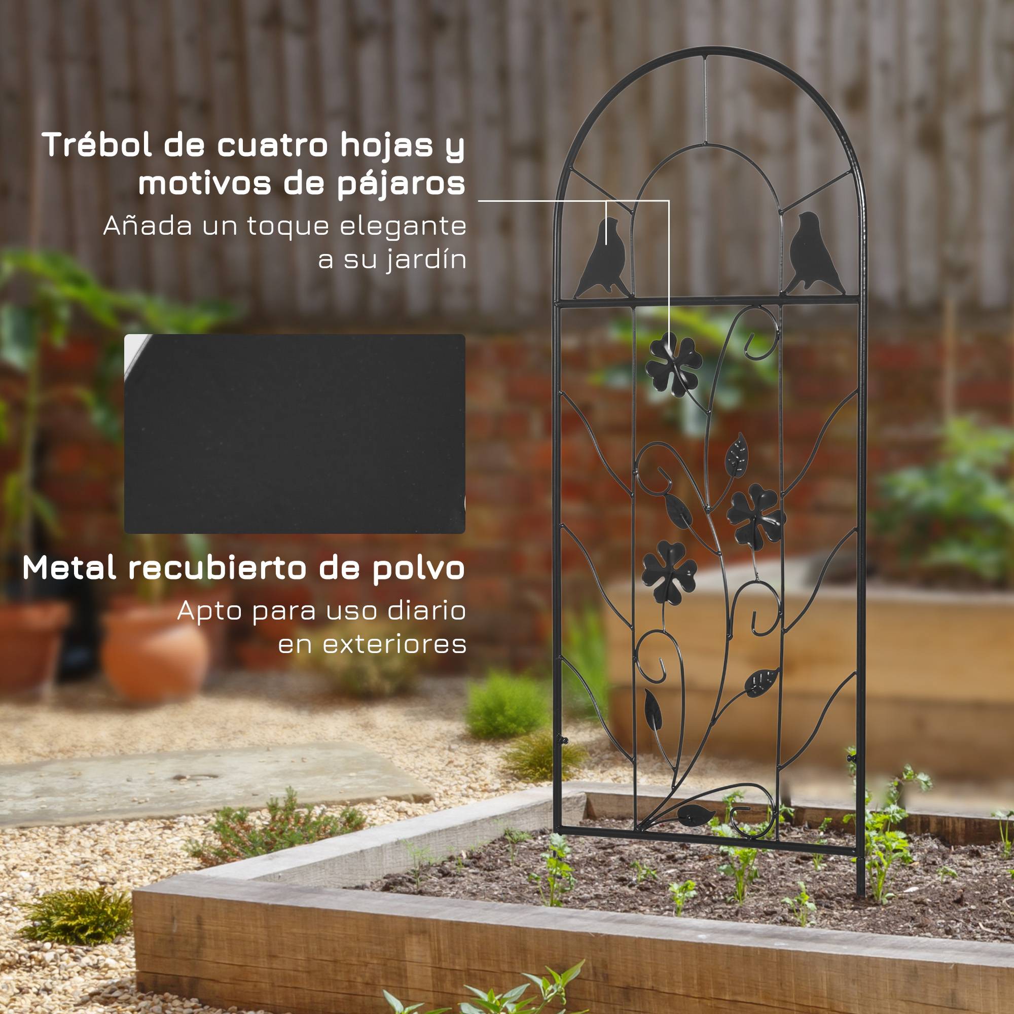 Lot de 2 treillis de jardin acier extérieur support plantes grimpantes 38x98cm noir - ComfortXL Outdoor Living - Image 8