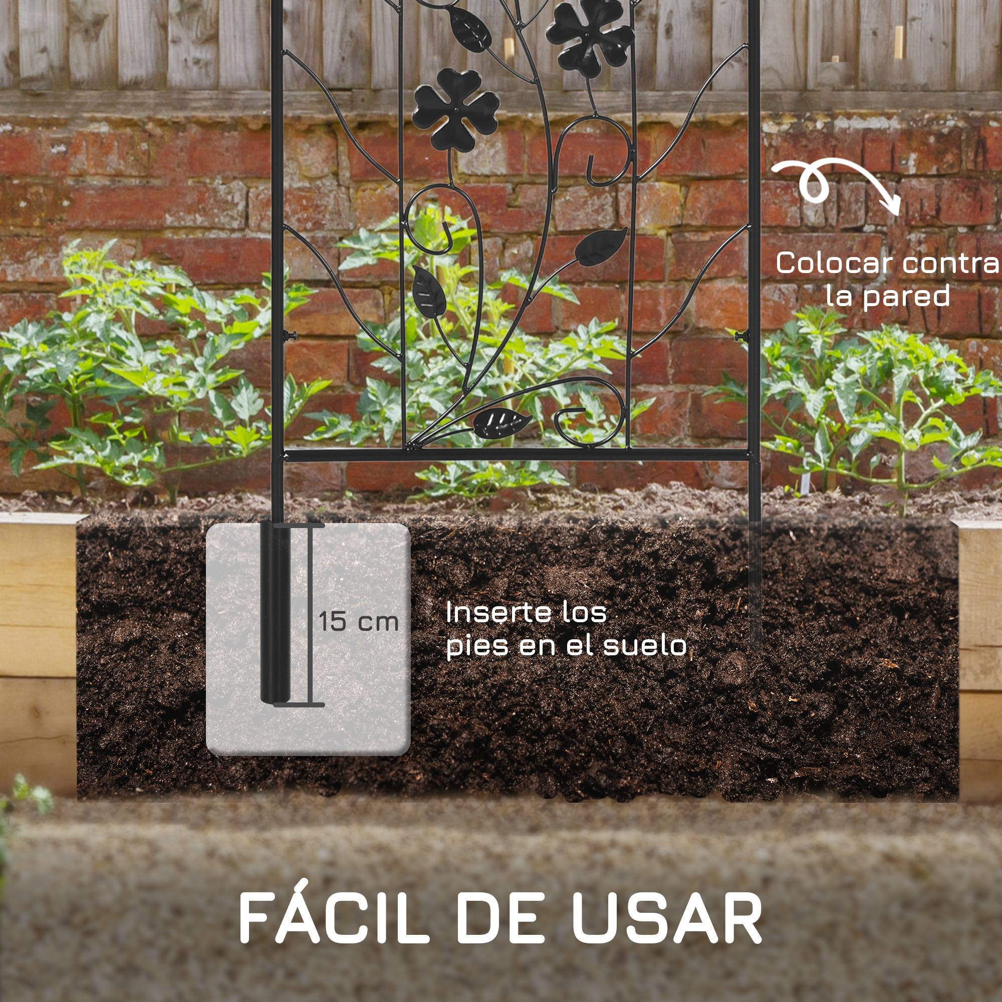 Lot de 2 treillis de jardin acier extérieur support plantes grimpantes 38x98cm noir - ComfortXL Outdoor Living - Image 7