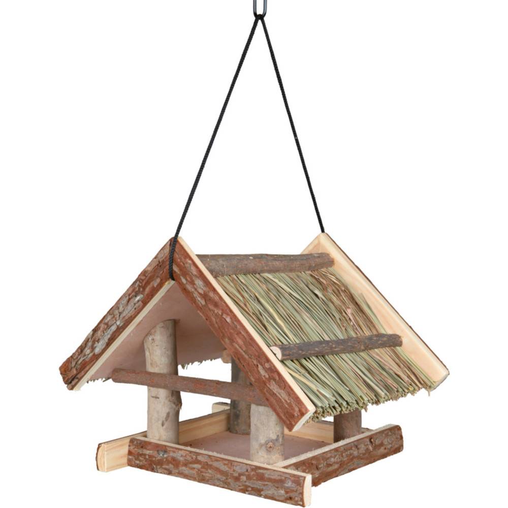 animallparadise - Mangeoire en bois naturel avec prolongement du toit. pour oiseaux - Image 1