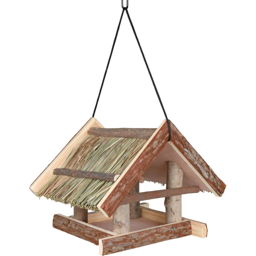 animallparadise - Mangeoire en bois naturel avec prolongement du toit. pour oiseaux - Image 2