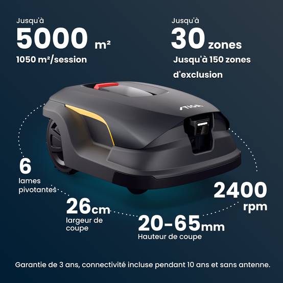 Stiga - Robot Tondeuse A 50v, 25.2 V, 26 cm, GPS-RTK, Caméra IA, jusqu'à 5 000 m² - STIGA - Image 8