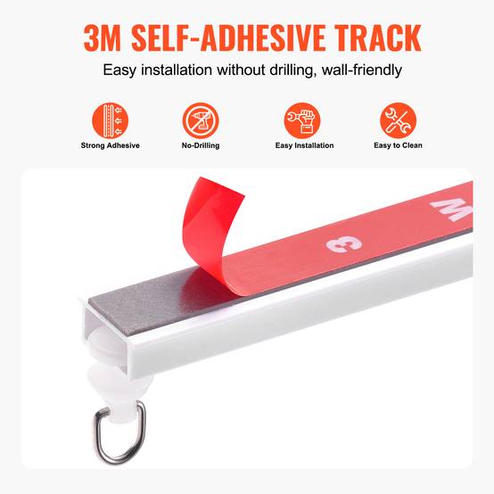 VEVOR Ensemble rails rideaux plafond 3m, auto-adhésif, sans perçage, séparation pièce. - Image 3