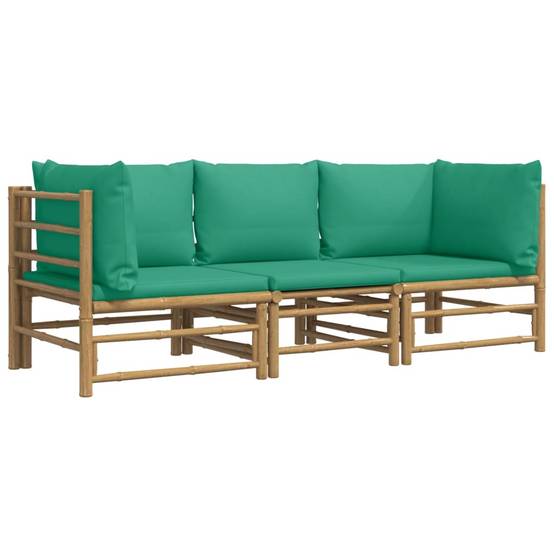 ComfortXL - Ensemble Canapé Jardin Bambou 3 pcs Coussins Vert Sectionnel – ComfortXL Outdoor Living - Image 3