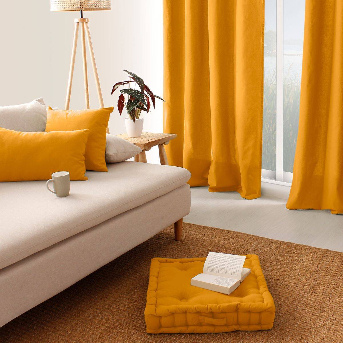 Enjoy Home - Coussin de sol Panama avec poignée - 50 cm x 50 cm - Vert argile - Enjoy Home - Image 6
