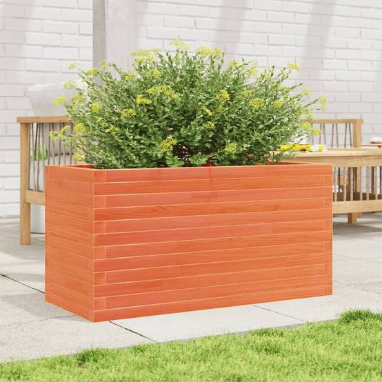 Jardinière | Pot de fleurs | Cache-pot | Bac à fleurs cire marron 90x40x46 cm bois de pin massif - Image 3