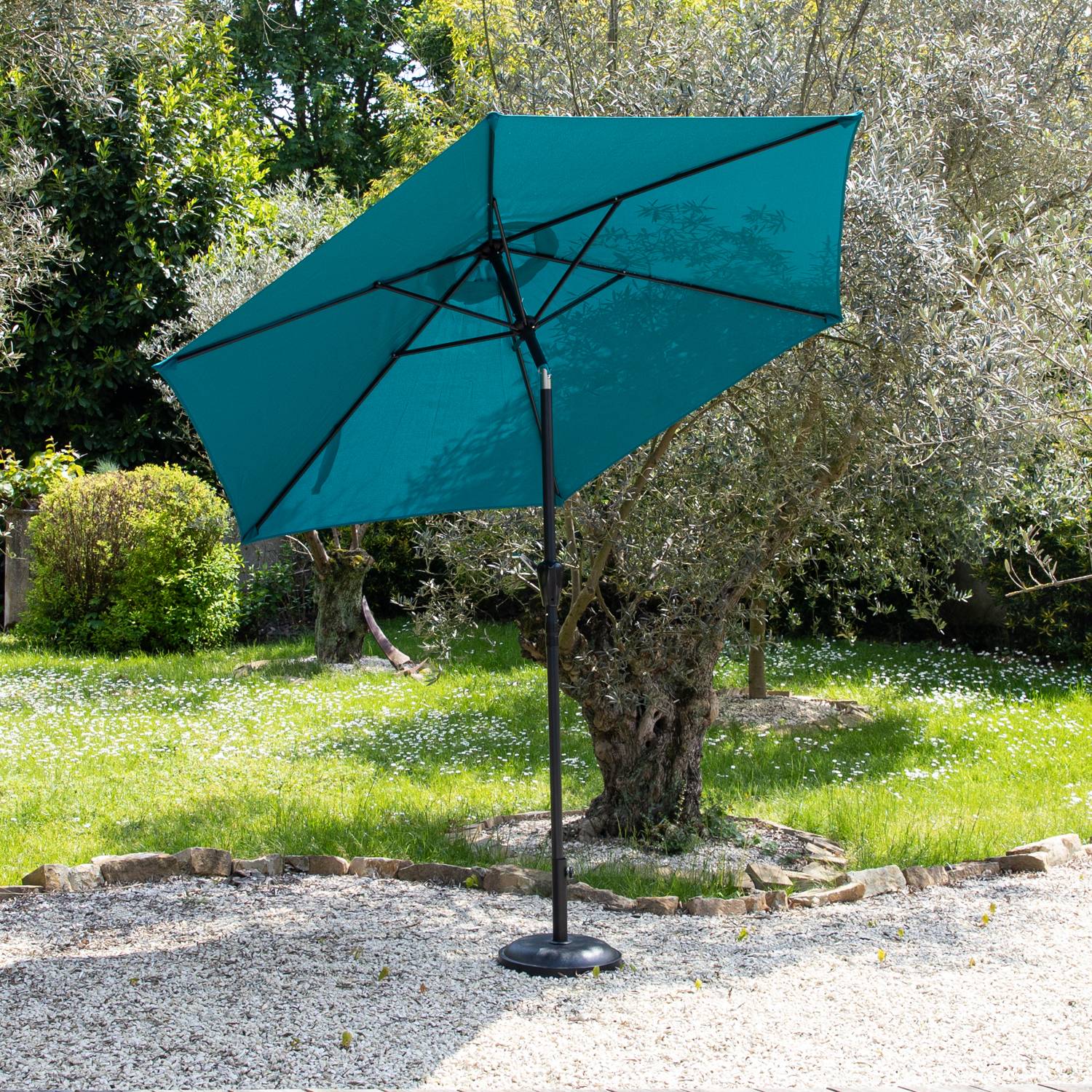 Happy Garden - Parasol droit HAPUNA rond 2,70m de diamètre bleu - HAPPY GARDEN - Image 2