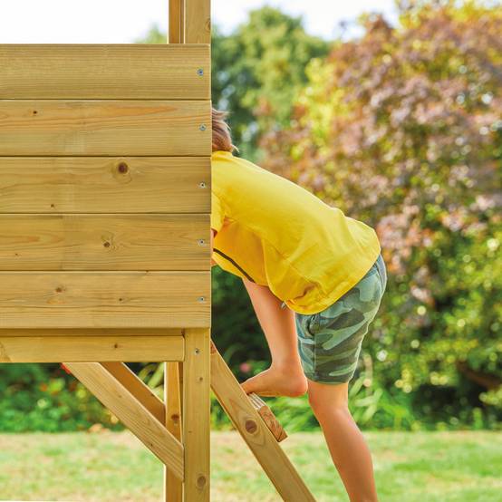 Cabane sur pilotis en bois FSC® avec toboggan vert kaki CIMES - Image 7