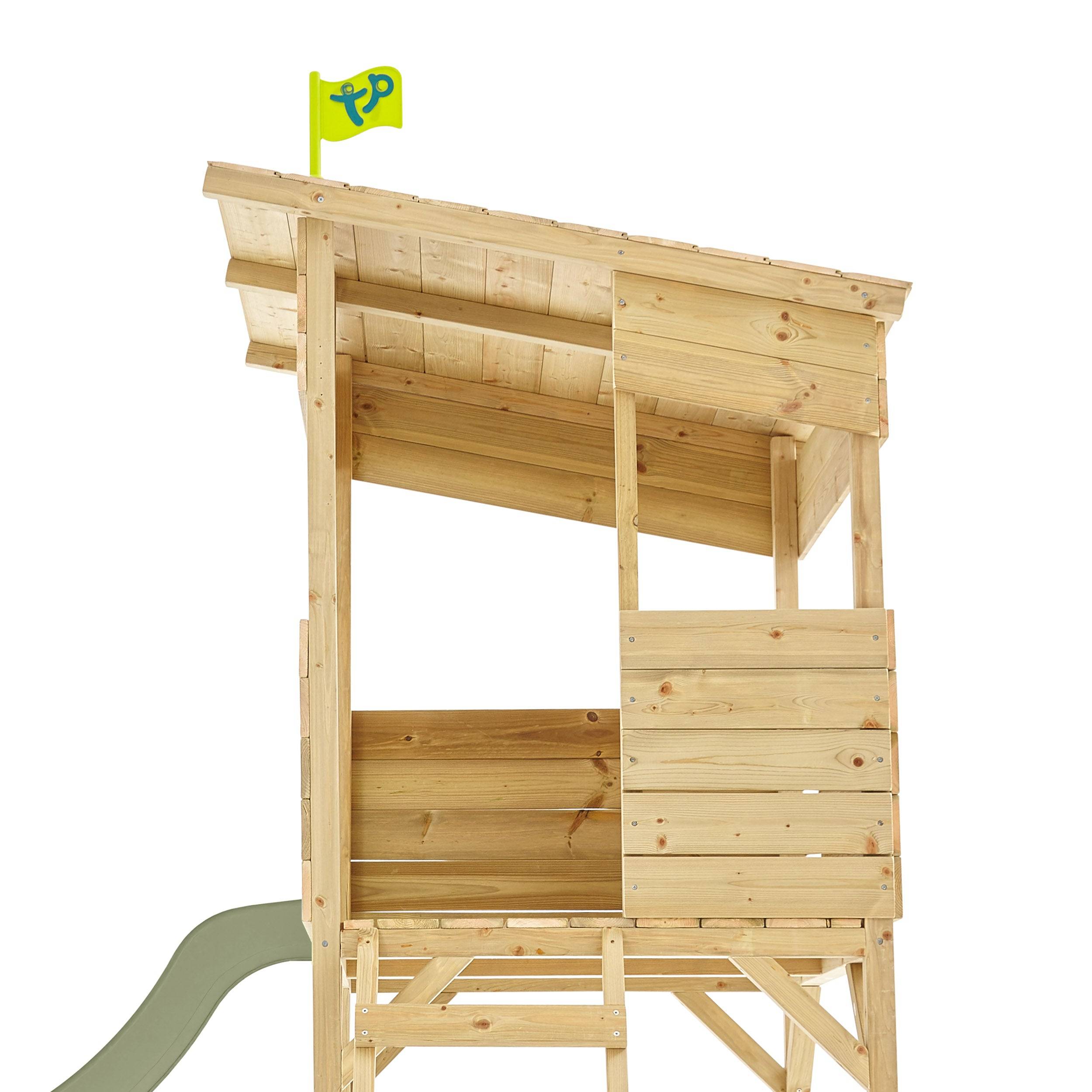 Cabane sur pilotis en bois FSC® avec toboggan vert kaki CIMES - Image 4