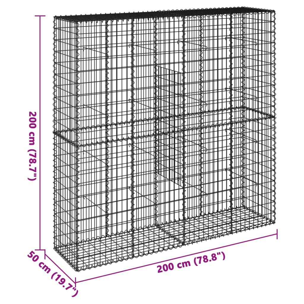 Vidaxl - Panier gabion avec couvercle 200x50x200 cm fer galvanisé vidaXL 3295167 - Image 7