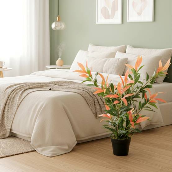 Sans Marque - Photinia artificiel 90cm, 300 feuilles, branches ajustables, 45x45x90 cm, rouge+vert - Image 10