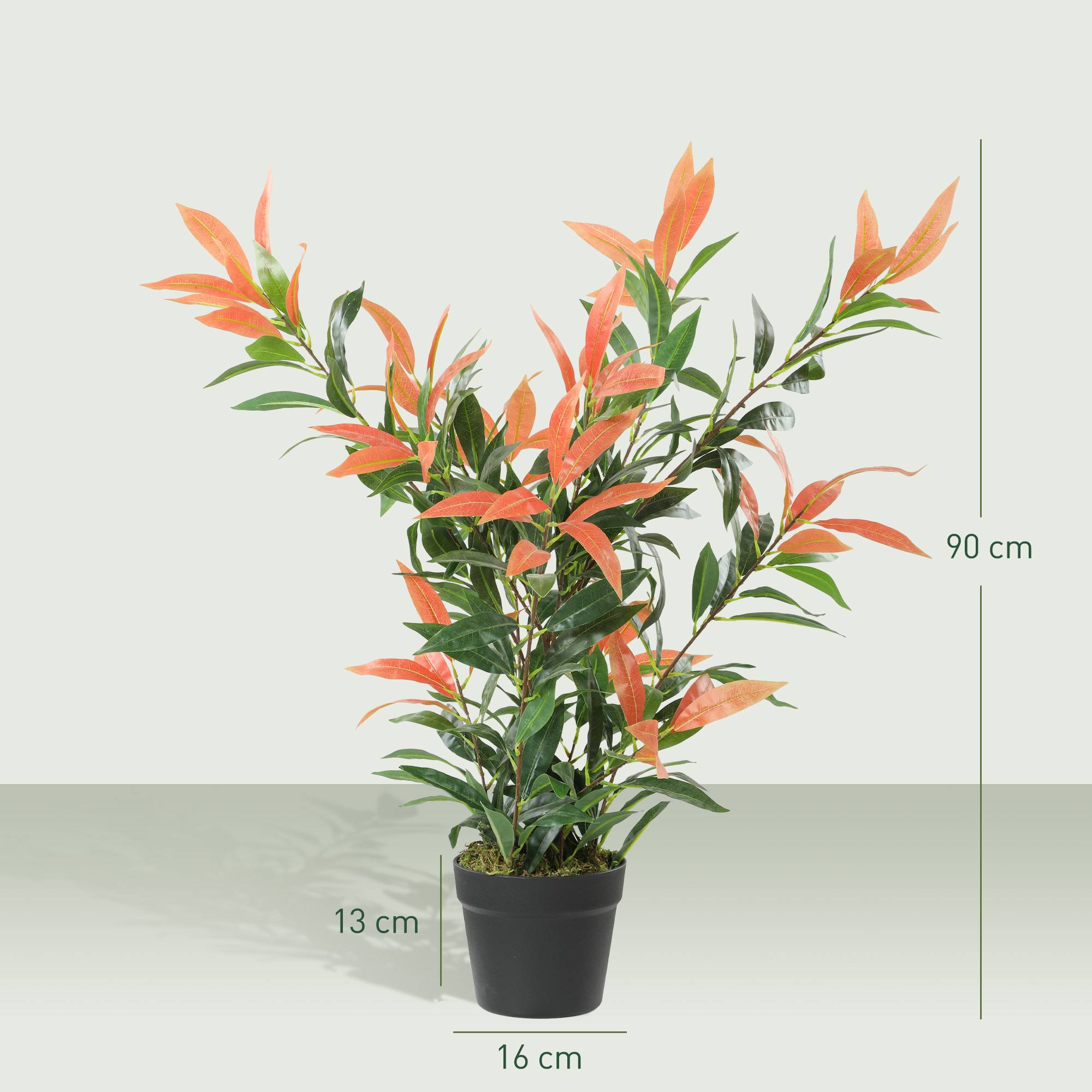 Sans Marque - Photinia artificiel 90cm, 300 feuilles, branches ajustables, 45x45x90 cm, rouge+vert - Image 5