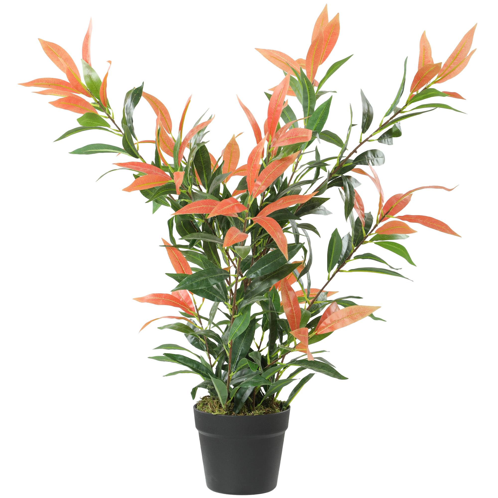 Sans Marque - Photinia artificiel 90cm, 300 feuilles, branches ajustables, 45x45x90 cm, rouge+vert - Image 1