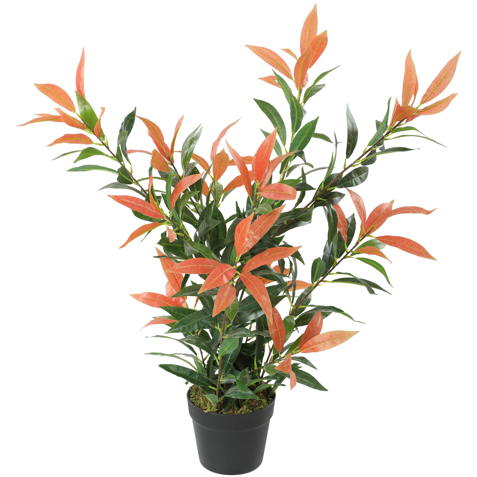 Sans Marque - Photinia artificiel 90cm, 300 feuilles, branches ajustables, 45x45x90 cm, rouge+vert - Image 2