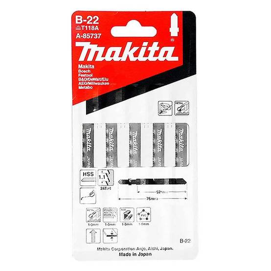 Lot de 5 lames MAKITA A-85737 pour scie sauteuse (Métal, inox, alu et PVC) Makita - Image 2