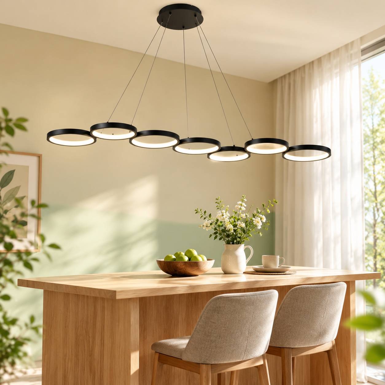Suspension LED 6 Anneaux Dimmable Télécommande Ajustable - Image 9