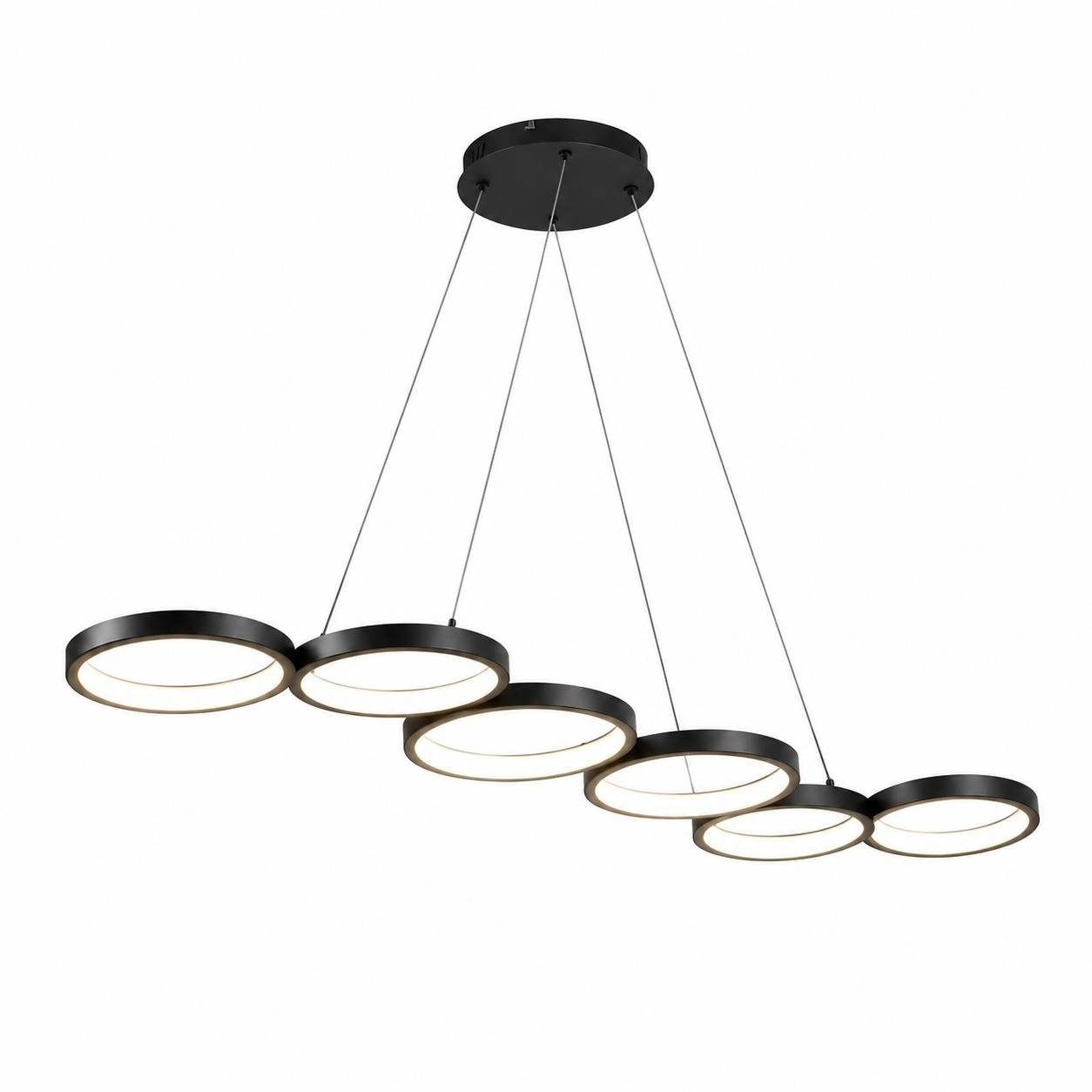 Suspension LED 6 Anneaux Dimmable Télécommande Ajustable - Image 1
