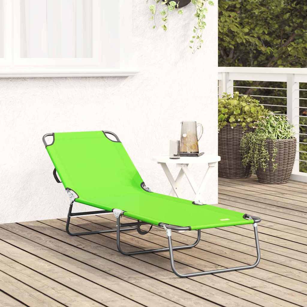 Maison Chic - Chaise longue | Transat | Bain de soleil pliante Vert 188 x 57 x 86,5 cm Polyester - Image 3