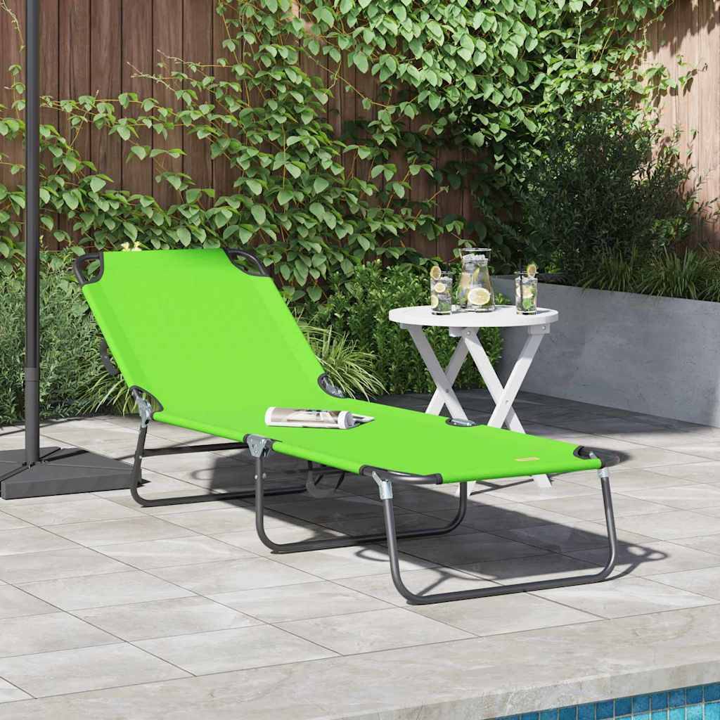 Maison Chic - Chaise longue | Transat | Bain de soleil pliante Vert 188 x 57 x 86,5 cm Polyester - Image 2