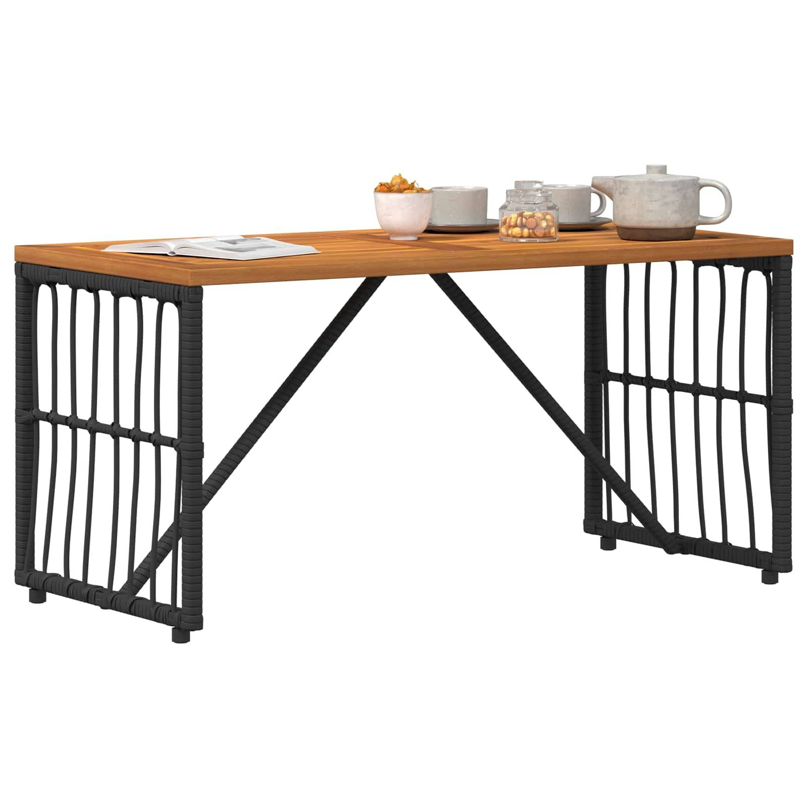 PANGIVO - Table de jardin Noir Acier et Rattan Poly 80 x 40 x 40 cm - PANGIVO - Image 3