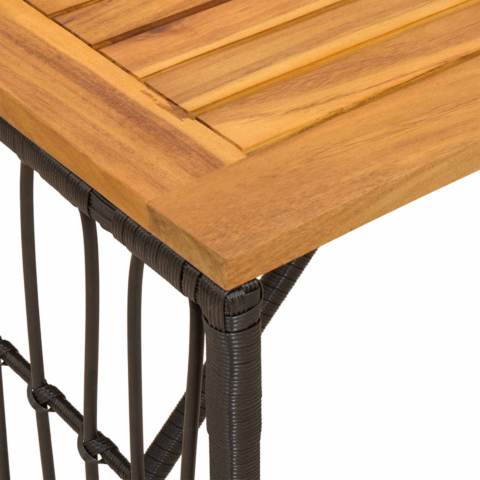PANGIVO - Table de jardin Noir Acier et Rattan Poly 80 x 40 x 40 cm - PANGIVO - Image 9