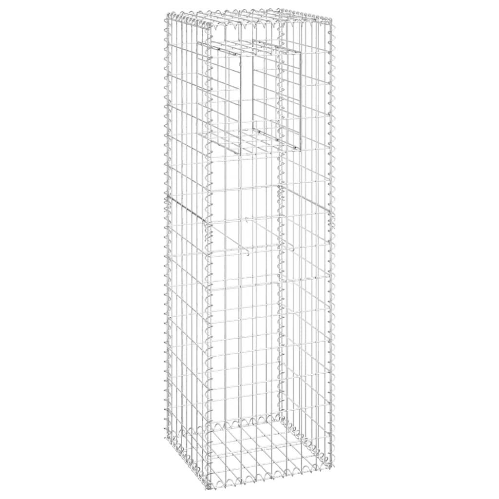 Poteaux à panier de gabion fer argenté 40 x 40 x 140 cm - PANGIVO - Image 3