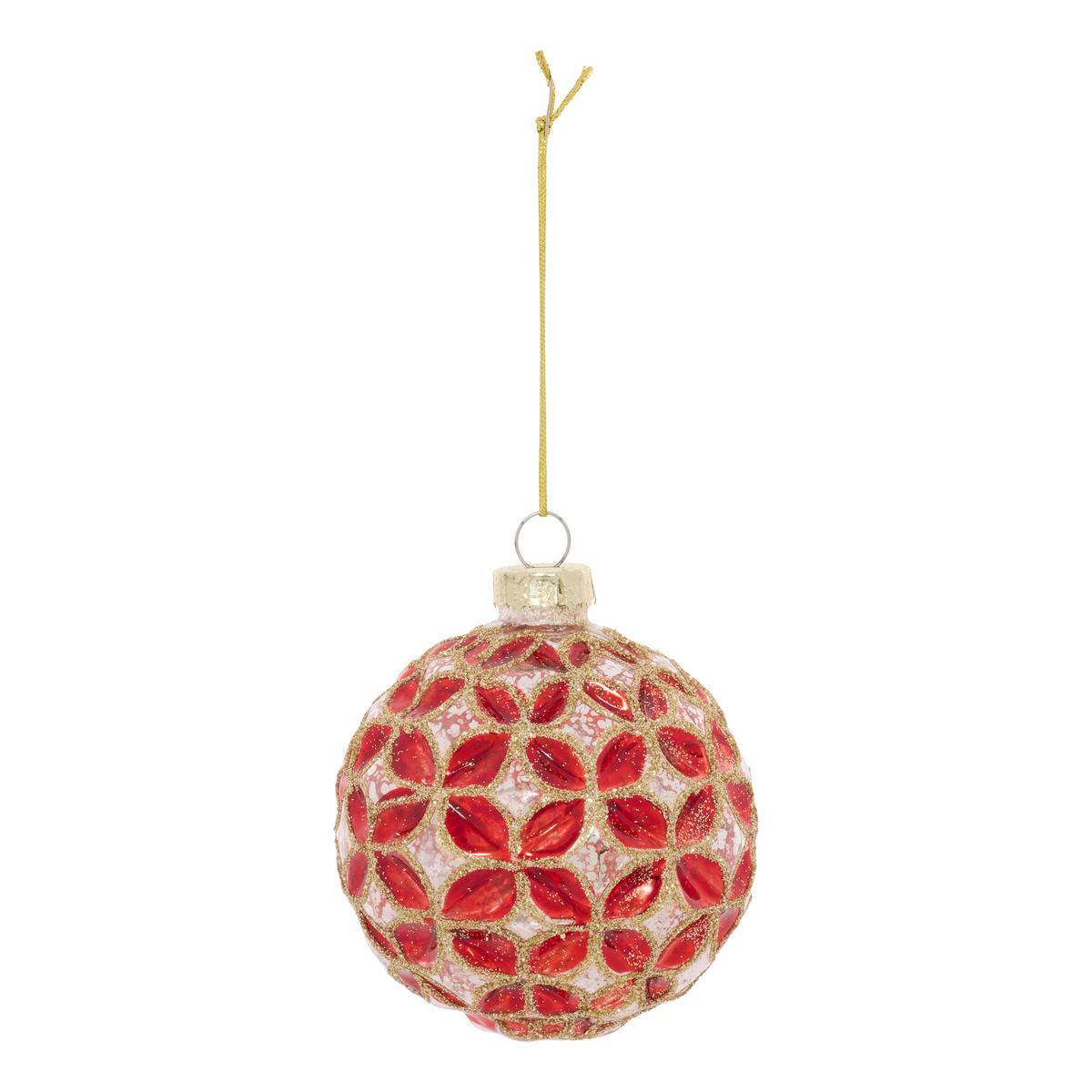 Feeric Christmas - Boule de Noël motif pétales rouge en verre transparente D. 80 mm - Feeric Lights & Christmas - Image 1
