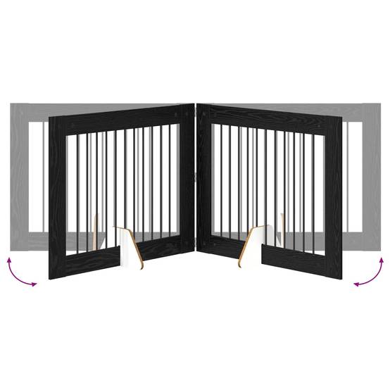 ComfortXL - Barrière de Sécurité Pliable pour Chien Intérieur en Bois avec Supports 200,5cm Chêne Noir - ComfortXL Outdoor Living - Image 7