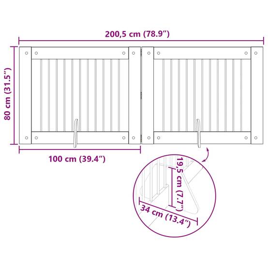 ComfortXL - Barrière de Sécurité Pliable pour Chien Intérieur en Bois avec Supports 200,5cm Chêne Noir - ComfortXL Outdoor Living - Image 9