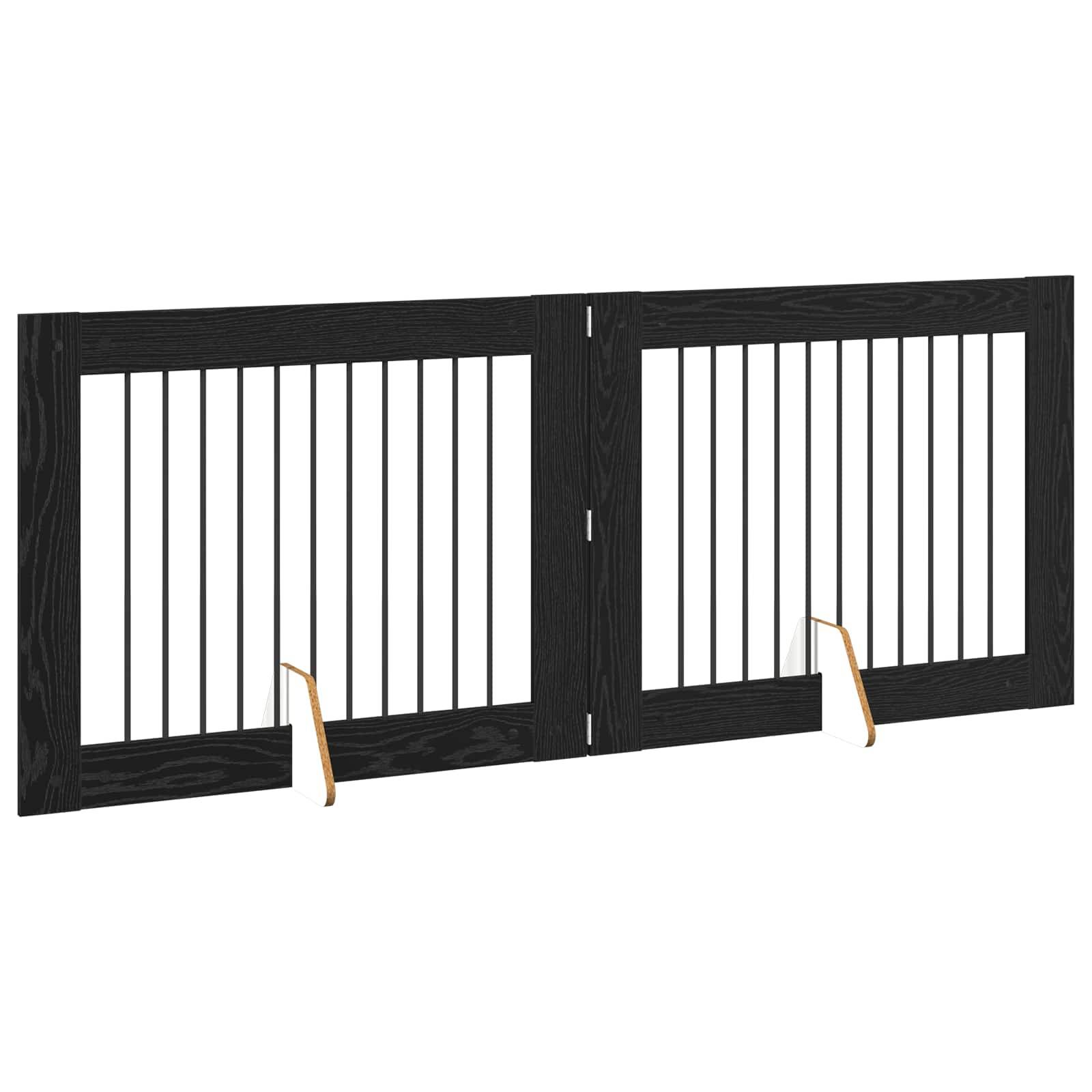 ComfortXL - Barrière de Sécurité Pliable pour Chien Intérieur en Bois avec Supports 200,5cm Chêne Noir - ComfortXL Outdoor Living - Image 3