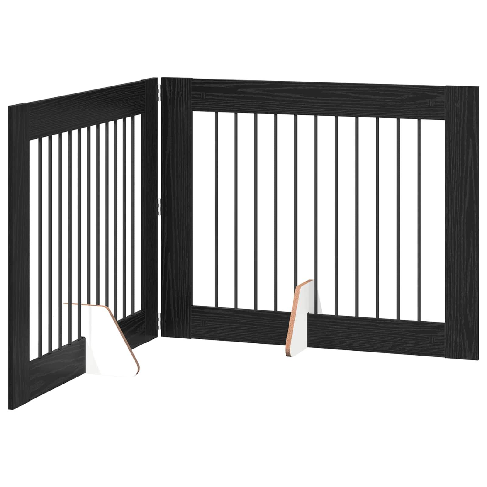 ComfortXL - Barrière de Sécurité Pliable pour Chien Intérieur en Bois avec Supports 200,5cm Chêne Noir - ComfortXL Outdoor Living - Image 2