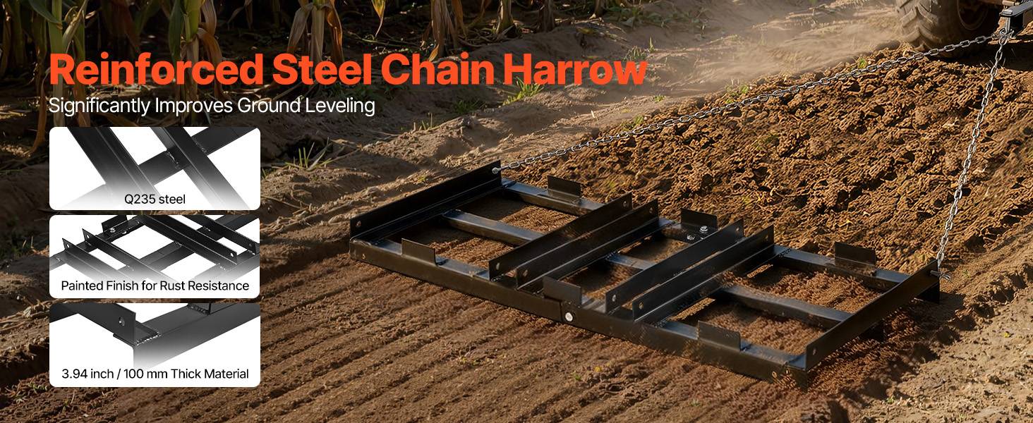 Vevor - VEVOR Herse Traînée Râteau de Nivellement Chaine 122x50 cm pour Tracteur VTT UTV - Image 8
