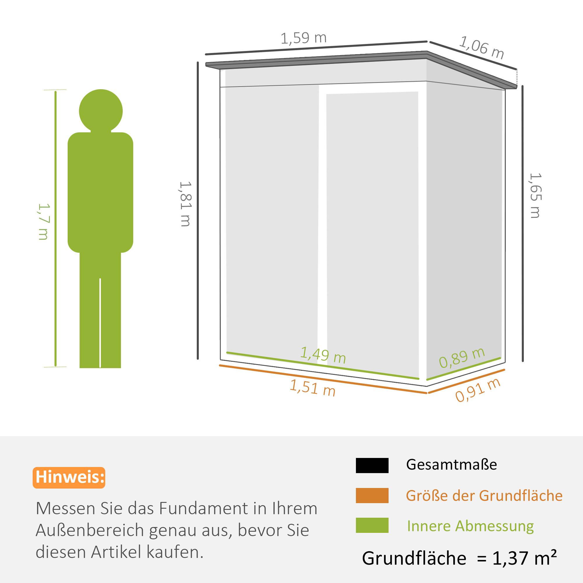 ComfortXL - Abri de jardin acier galvanisé 159 x 106 cm gris foncé rangement extérieur compact avec porte coulissante - Image 5