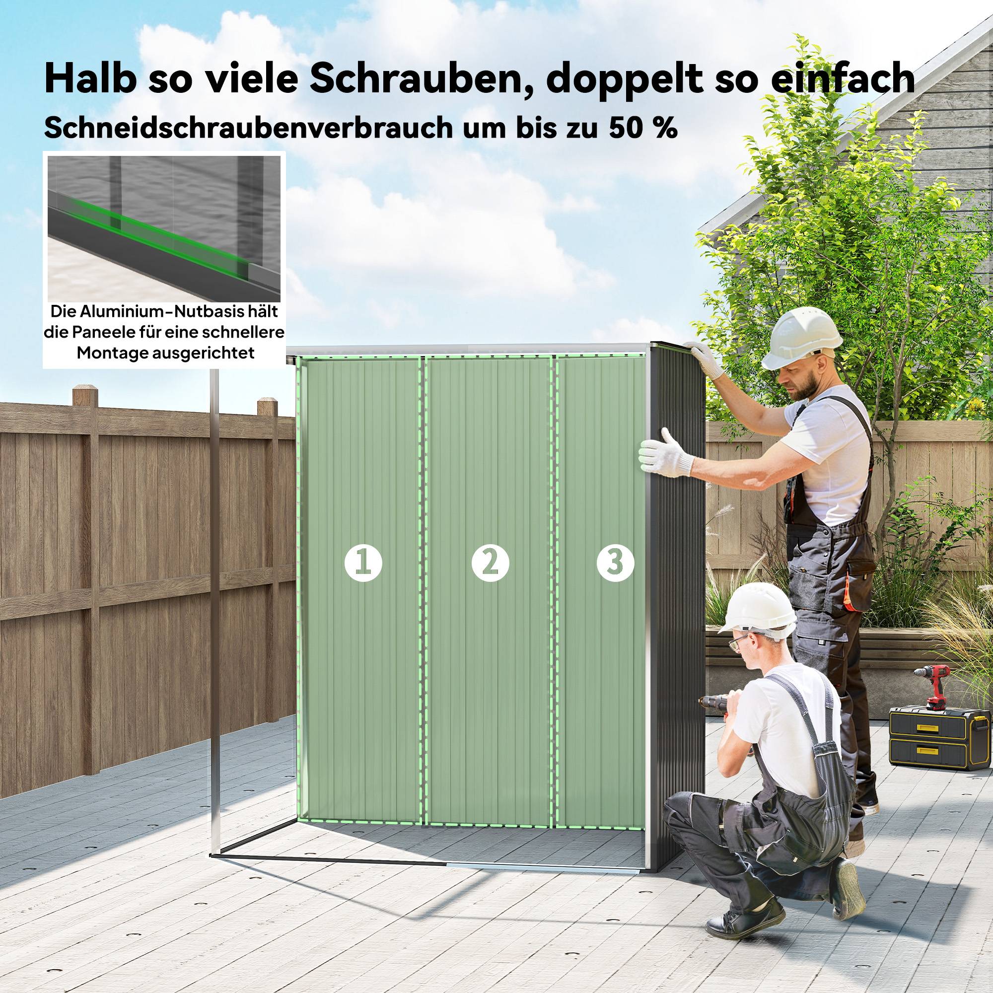 ComfortXL - Abri de jardin acier galvanisé 159 x 106 cm gris foncé rangement extérieur compact avec porte coulissante - Image 6