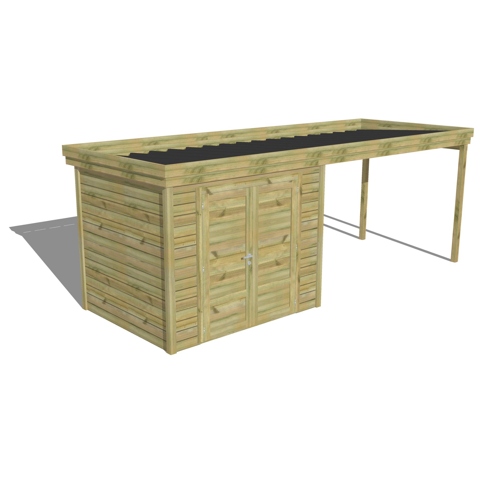 Abri Français - ABRI DE JARDIN bois  autoclave 27mm - 6,14x2,14m / 13m2 - Bac acier - Abri Français - Image 1