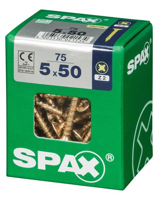 Spax - Lot de 75 vis acier tête fraisée pozidriv SPAX, Diam.5 mm x L.50 mm - Image 5