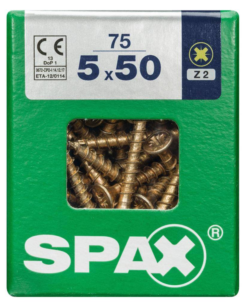 Spax - Lot de 75 vis acier tête fraisée pozidriv SPAX, Diam.5 mm x L.50 mm - Image 4