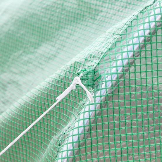 Serre de jardin tunnel serre tunnel 6 m² avec 6 fenêtres porte enroulable toile PE structure en acier galvanisé vert - Image 10